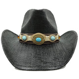 Western Style Straw Hats for Men black