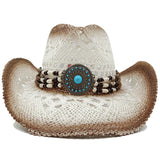 Western Style Straw Hats for Men white