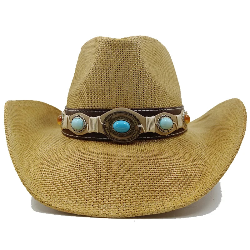 Western Style Straw Hats for Men brown