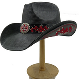 Western Style Straw Hats for Men black