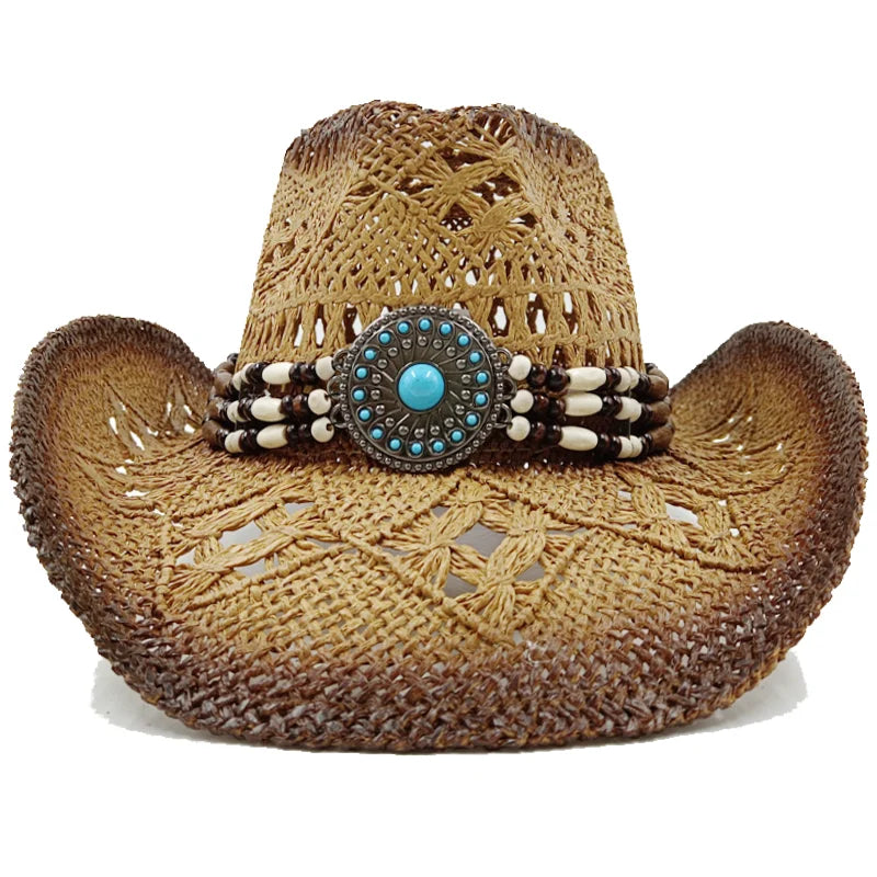 Western Style Straw Hats for Men brown