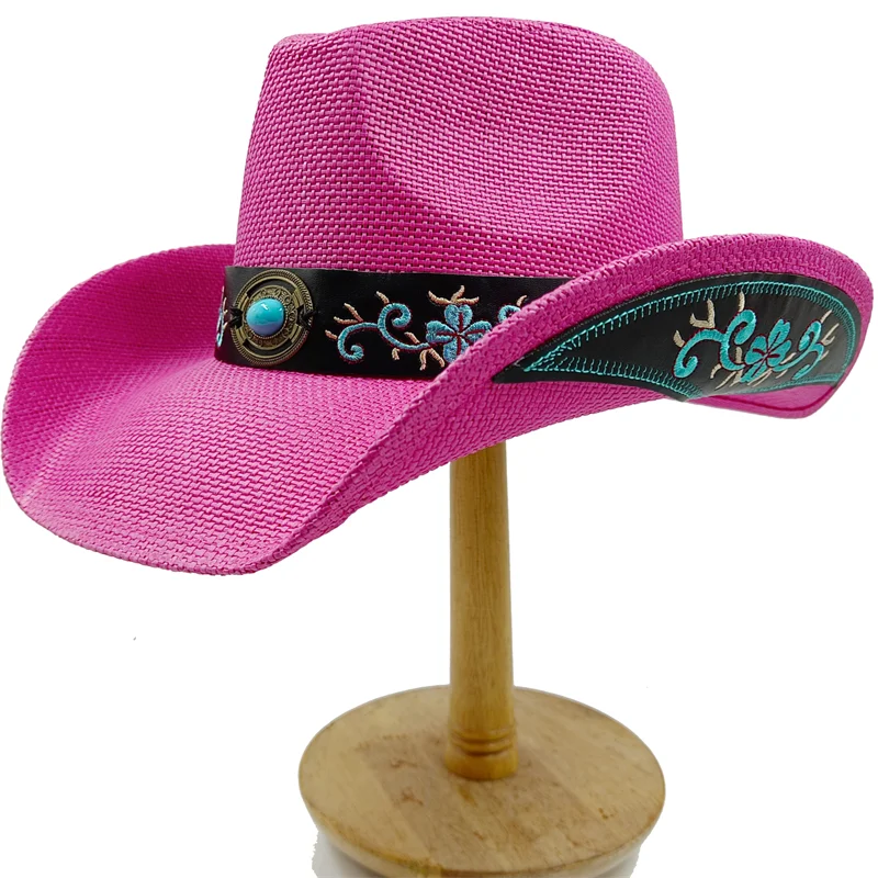 Western Style Straw Hats for Men pink