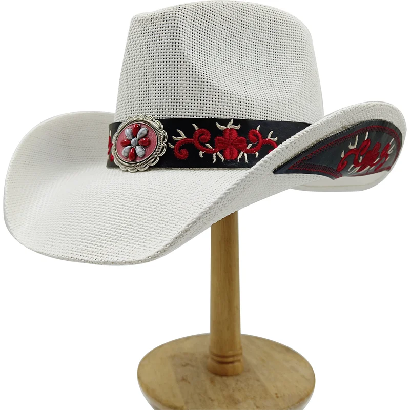 Western Style Straw Hats for Men white