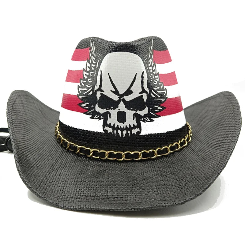 Western Style Straw Hats for Men black