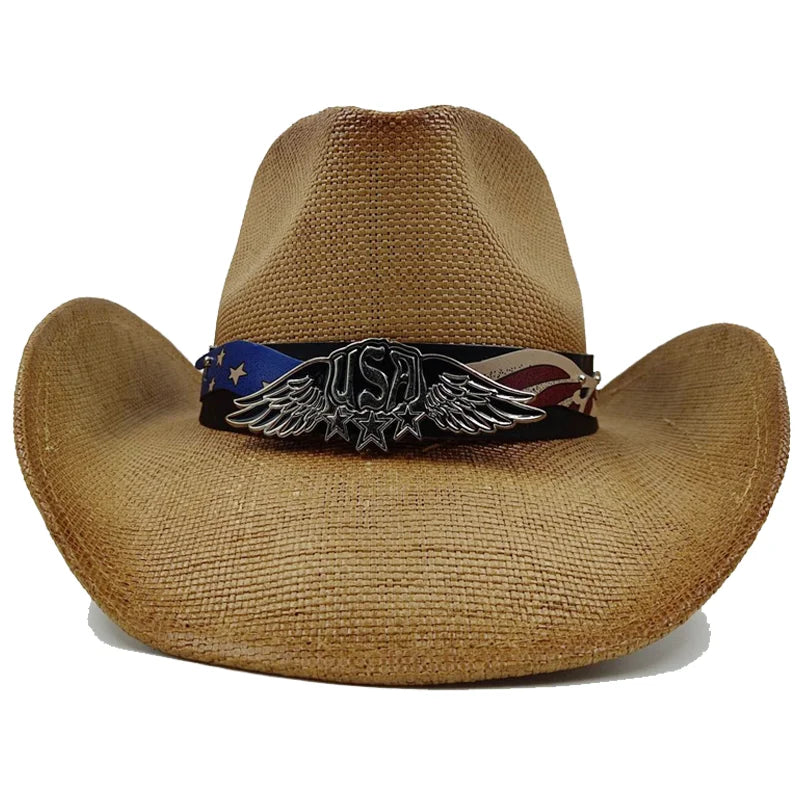 Western Style Straw Hats for Men brown