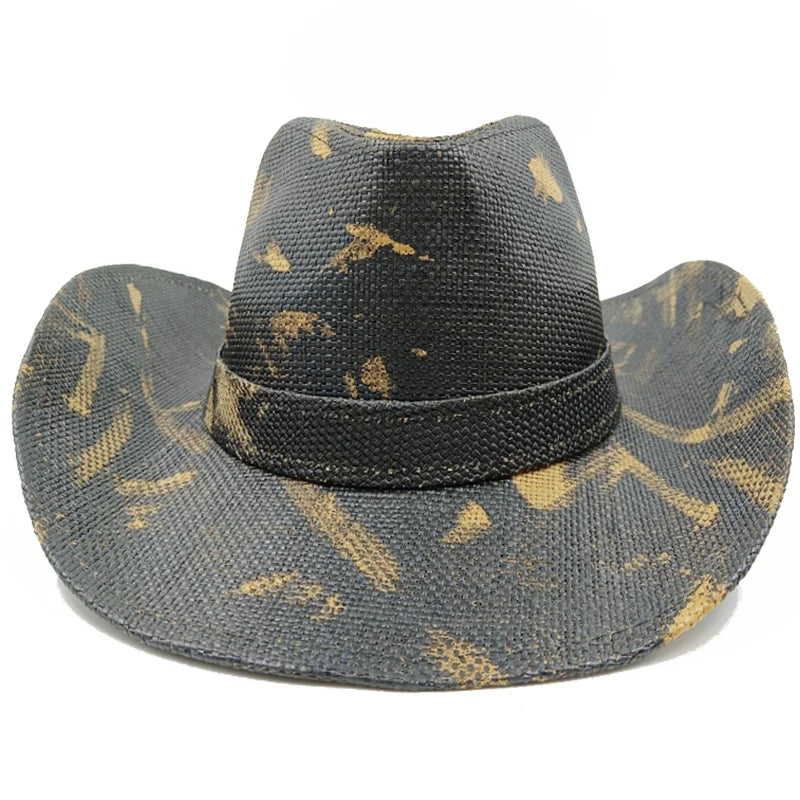 Western Style Straw Hats for Men black