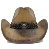 Western Style Straw Hats for Men brown