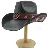 Western Style Straw Hats for Men black
