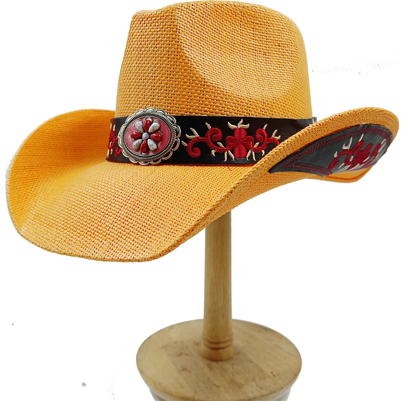 Western Style Straw Hats for Men orange