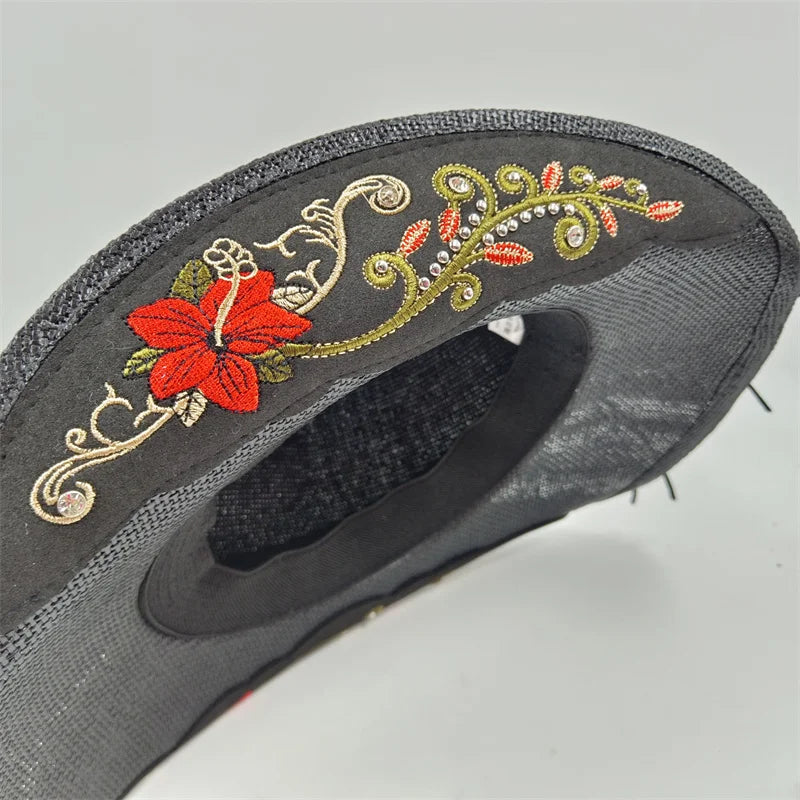 Western Style Straw Hats for Men black