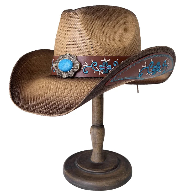Western Style Straw Hats for Men brown