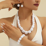 Model using White Acrylic Beads Vintage Jewelry Set