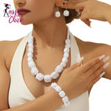 White Acrylic Beads Vintage Jewelry Set Sassy Chick Logo