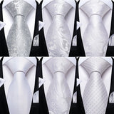 Collection of White Silver Paisley Hanky Cufflink Tie Set
