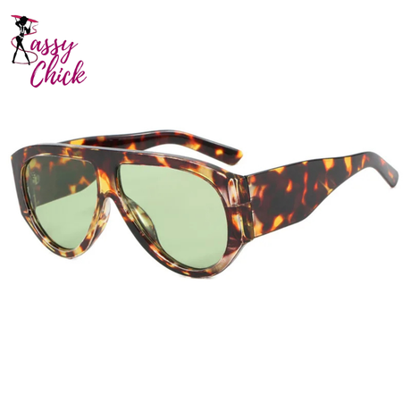 Windproof Punk Oversized Pilot Big Frame Sunglasses Sassy Chick Logo
