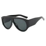 Black Windproof Punk Oversized Pilot Big Frame Sunglasses