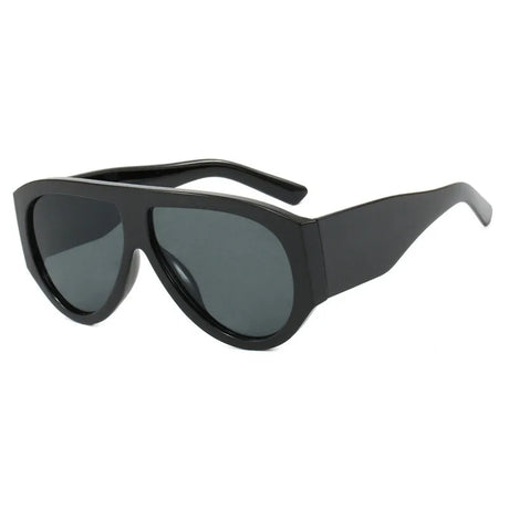 Black Windproof Punk Oversized Pilot Big Frame Sunglasses