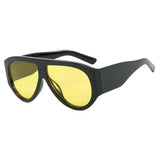 Black Windproof Punk Oversized Pilot Big Frame Sunglasses