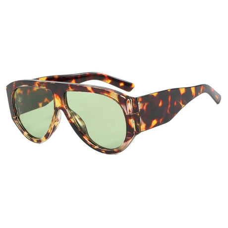 Leopard Windproof Punk Oversized Pilot Big Frame Sunglasses