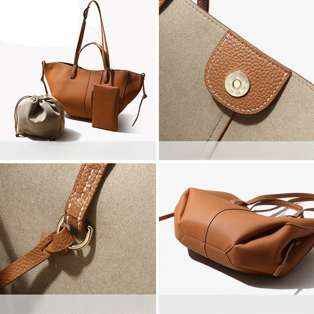 Woman Casual Tote Large Capacity Leather Handbag details