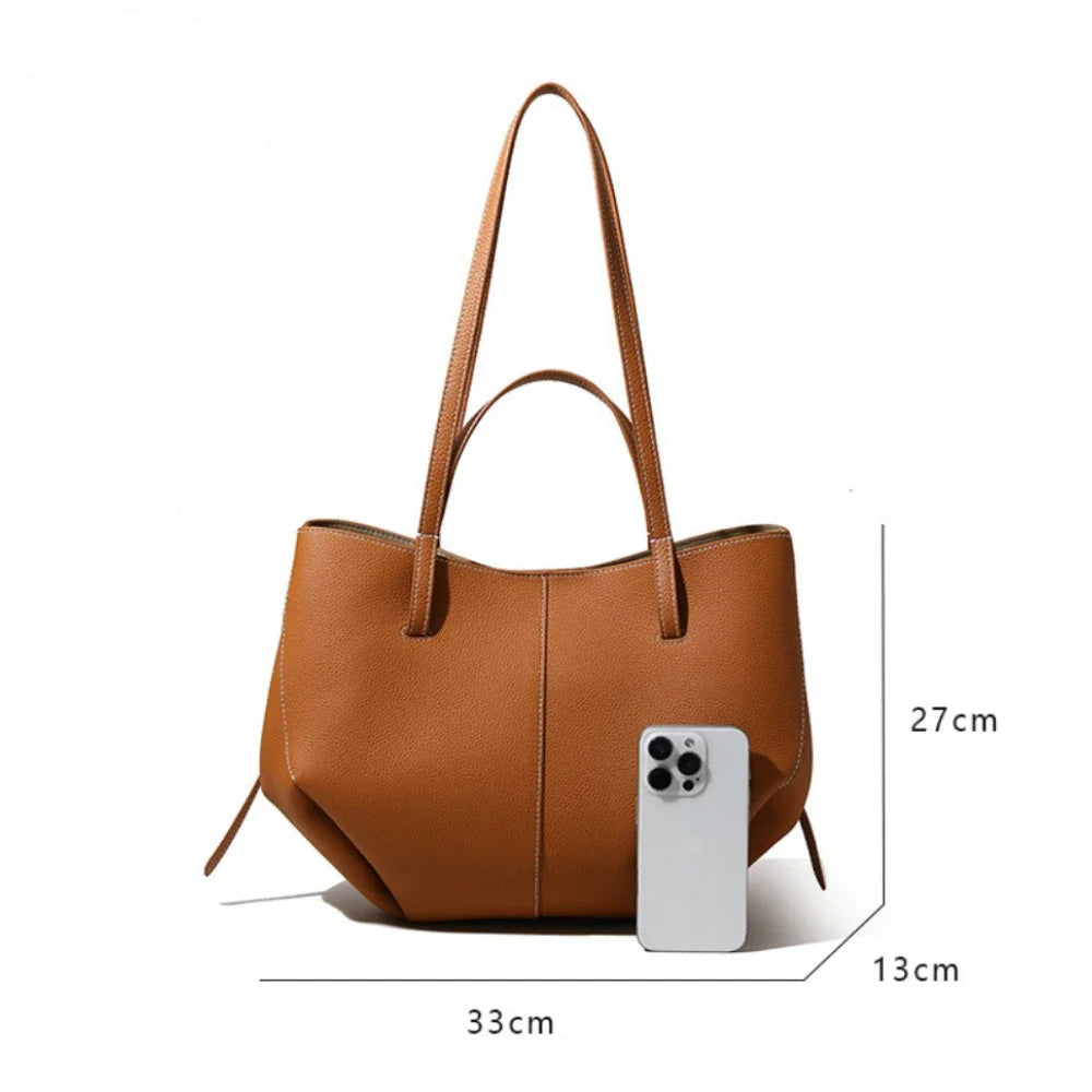 Woman Casual Tote Large Capacity Leather Handbag size