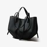 Woman Casual Tote Large Capacity Leather Handbag black