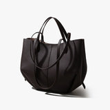 Woman Casual Tote Large Capacity Leather Handbag black