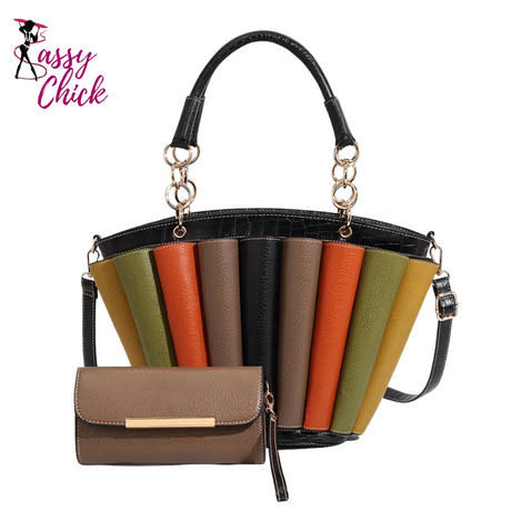 Woman Large Capacity Leather Purse Handbags Sassy Chick Logo
