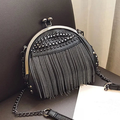 black tassel handbag