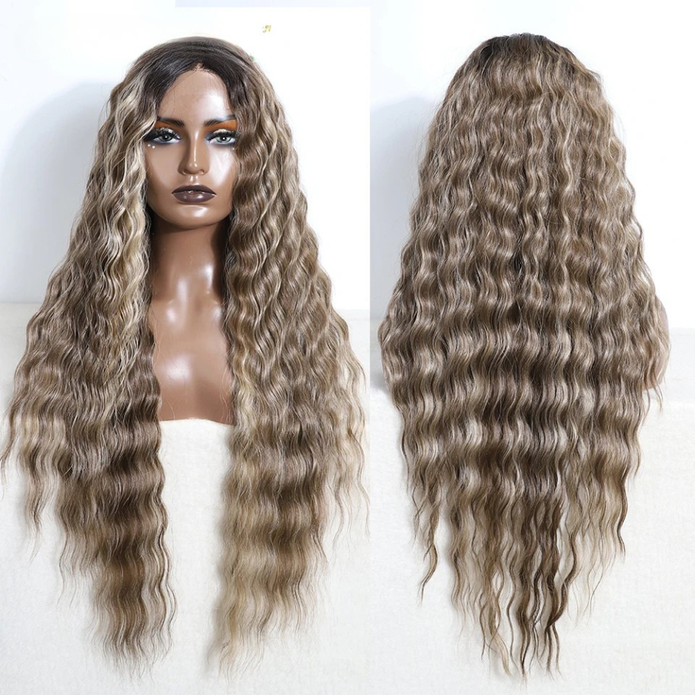 Brown Women 30 inches Long Deep Body Wavy Synthetic Wigs
