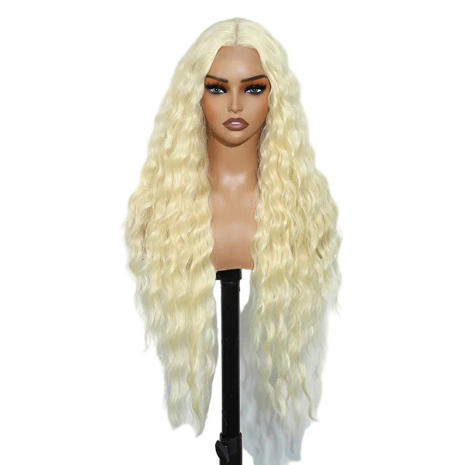 White Women 30 inches Long Deep Body Wavy Synthetic Wigs