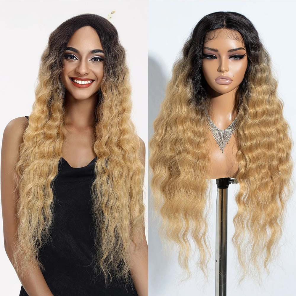 Brown Women 30 inches Long Deep Body Wavy Synthetic Wigs
