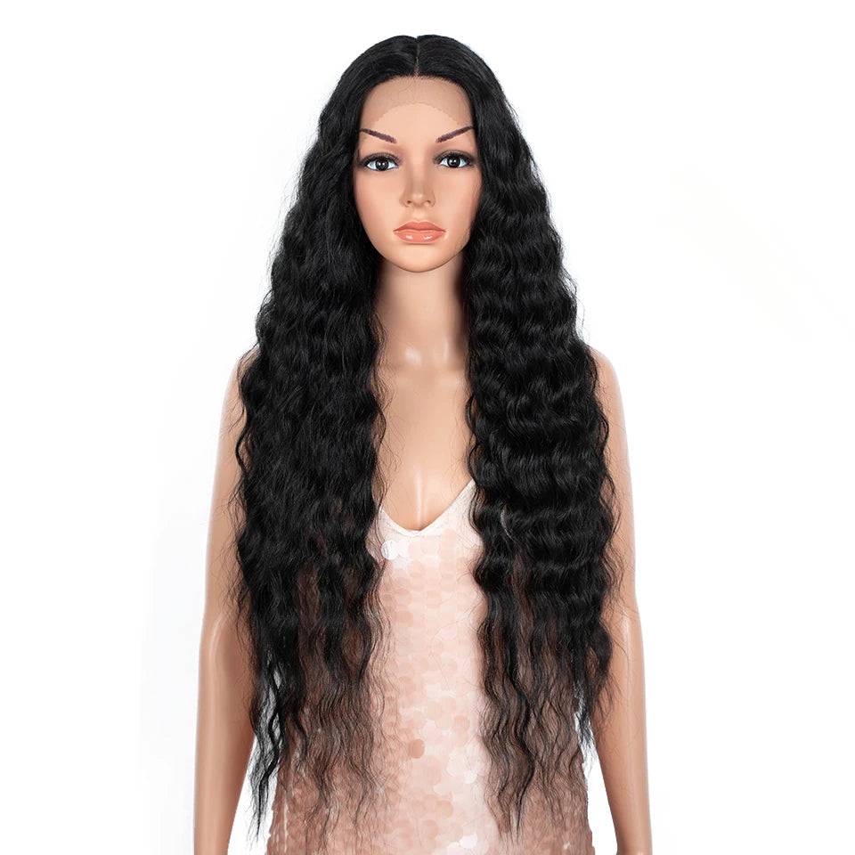Black Women 30 inches Long Deep Body Wavy Synthetic Wigs