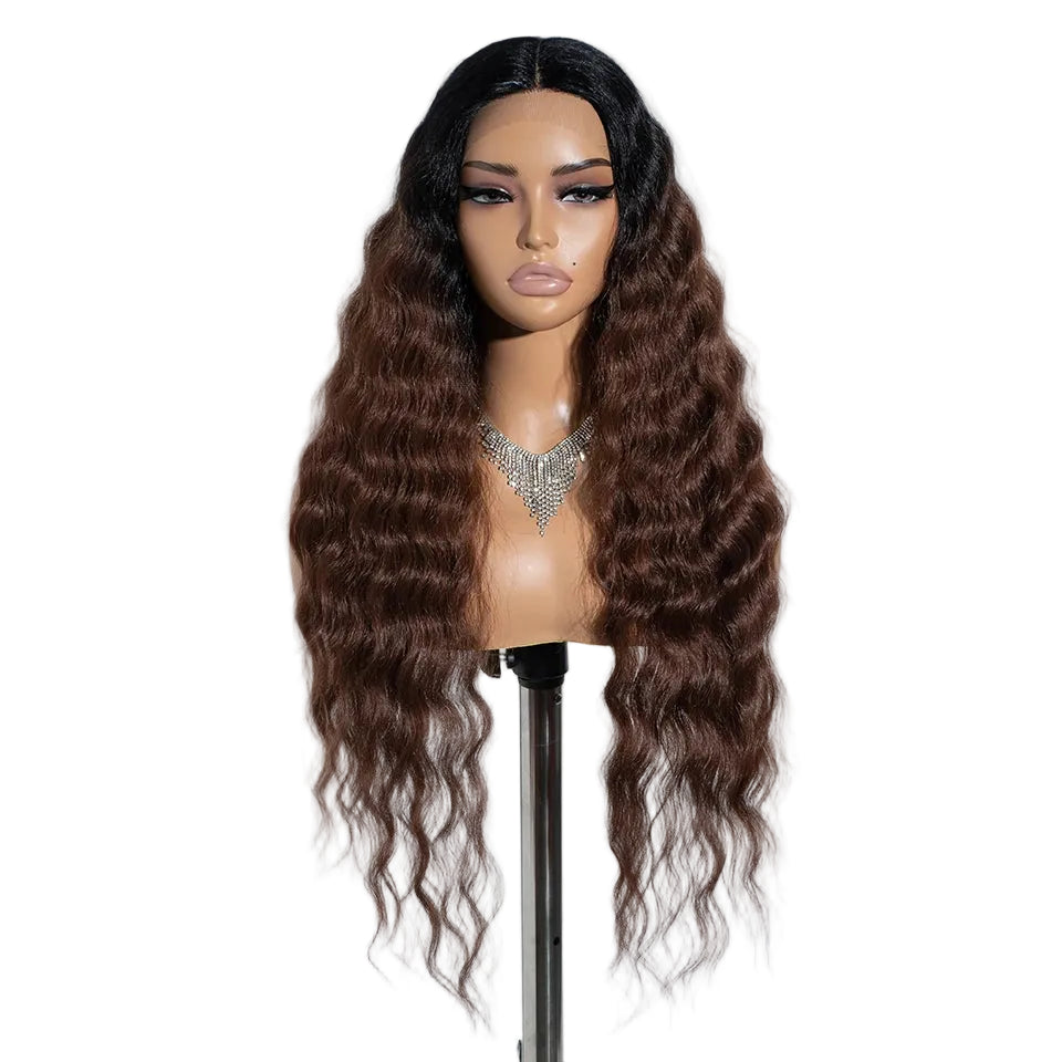 Red Women 30 inches Long Deep Body Wavy Synthetic Wigs