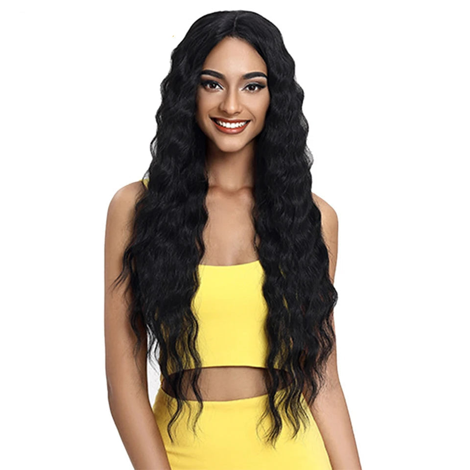 Black Women 30 inches Long Deep Body Wavy Synthetic Wigs