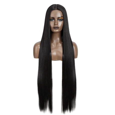 Black Women 38 Inch Long Straight  Synthetic Lace Frontal Wig