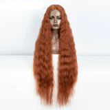 Orange Women 42 Inch Long Curly Lace Synthetic Lace Frontal Wig