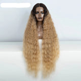 Women 42 Inch Long Curly Lace Synthetic Lace Frontal Wig