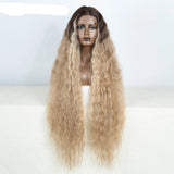 Women 42 Inch Long Curly Lace Synthetic Lace Frontal Wig