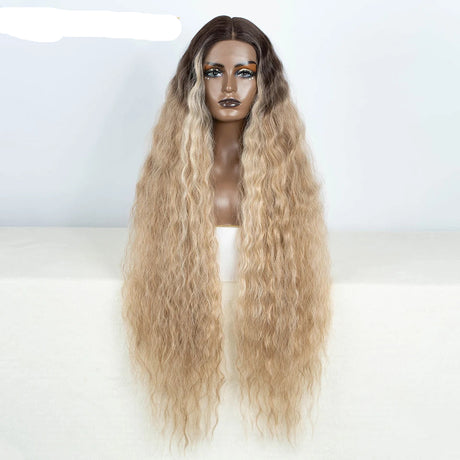 Women 42 Inch Long Curly Lace Synthetic Lace Frontal Wig