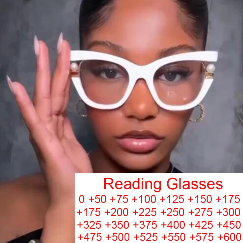 Women Anti-Blue Light  Pearl Cat Eye Eyewear