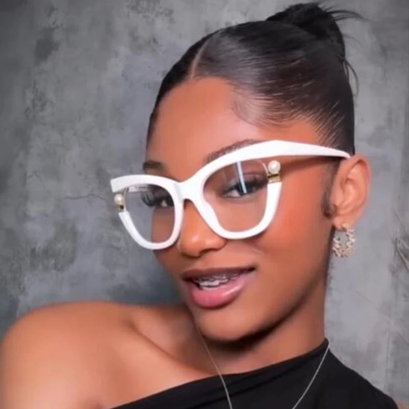 Women Anti-Blue Light  Pearl Cat Eye Eyewear