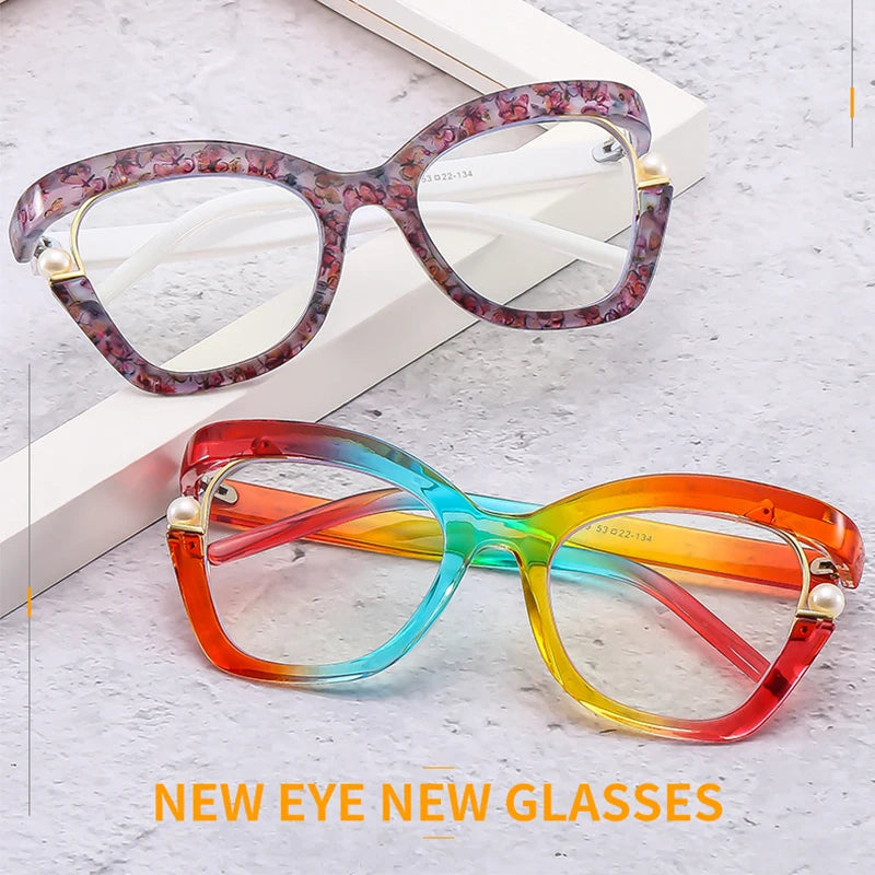 Women Anti-Blue Light  Pearl Cat Eye Eyewear