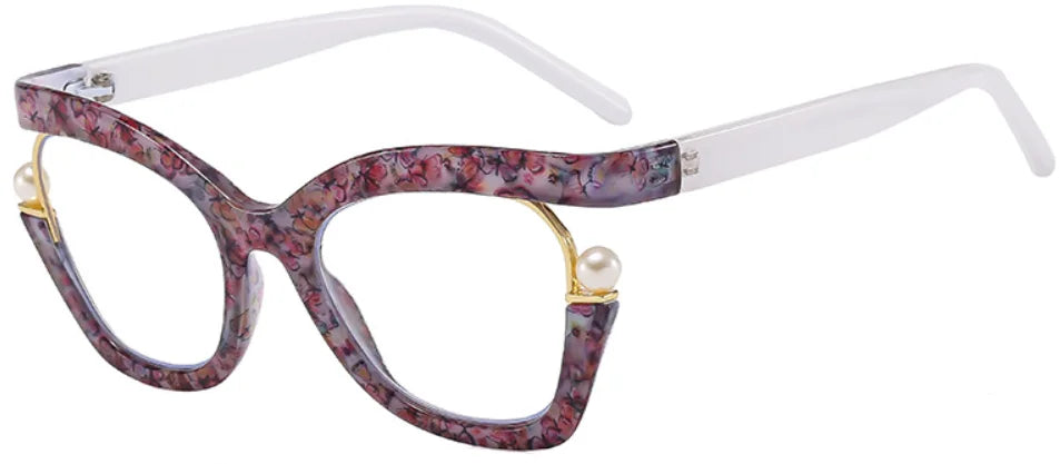 Women Anti-Blue Light  Pearl Cat Eye Eyewear