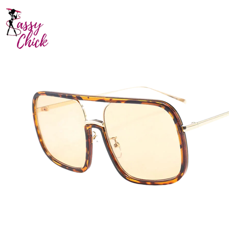 Women Fashion UV400 Square Big Frame Sunglasses Sassy Chick Logo