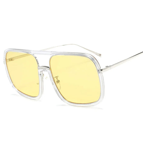 Transparent Women Fashion UV400 Square Big Frame Sunglasses