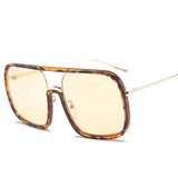 Leopard Women Fashion UV400 Square Big Frame Sunglasses