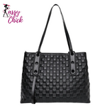 Women Leather Large Capacity Tote Bag Sassy Chick Logo