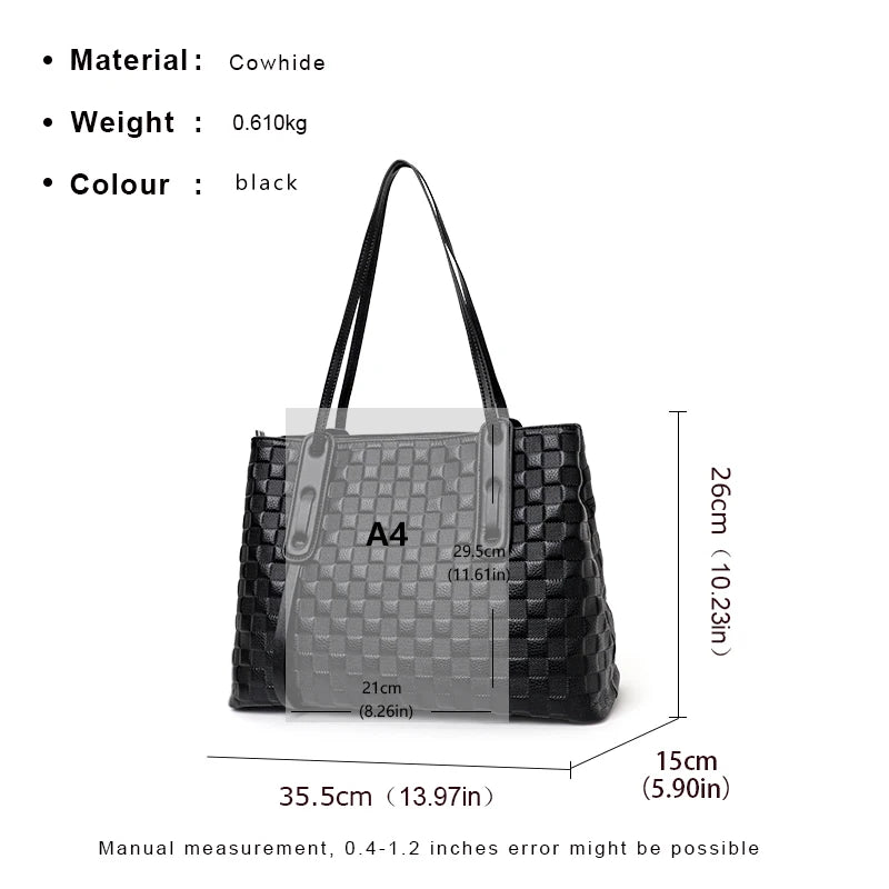 size of Women Leather Large Capacity Tote Bag
