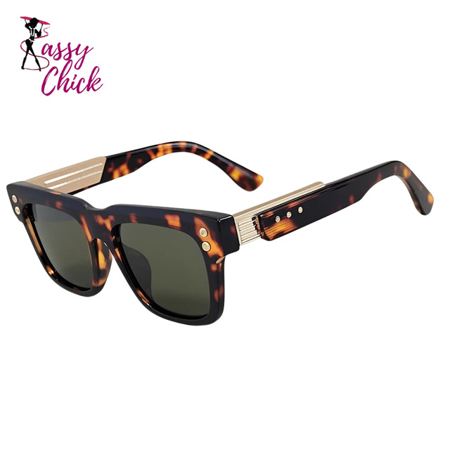 Women Luxury Fashion Square Sunglass Sassy Chick Logo